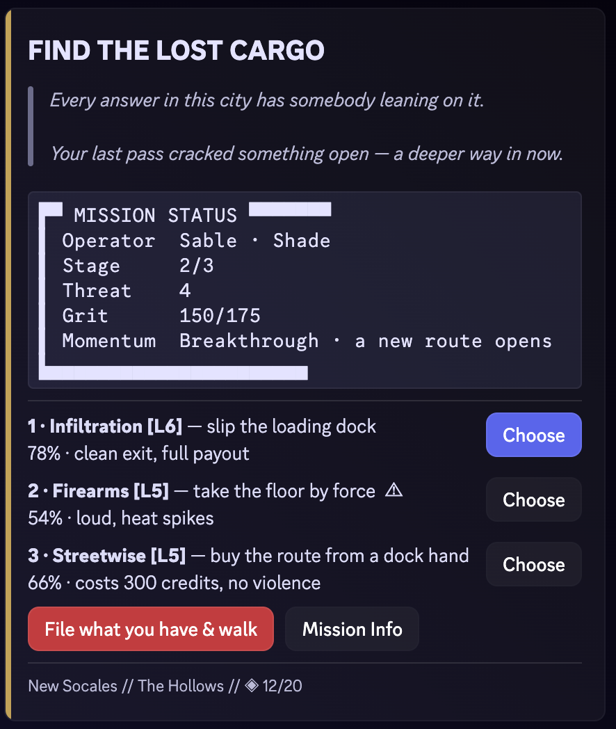 On a Job gameplay screen. A text description follows.
